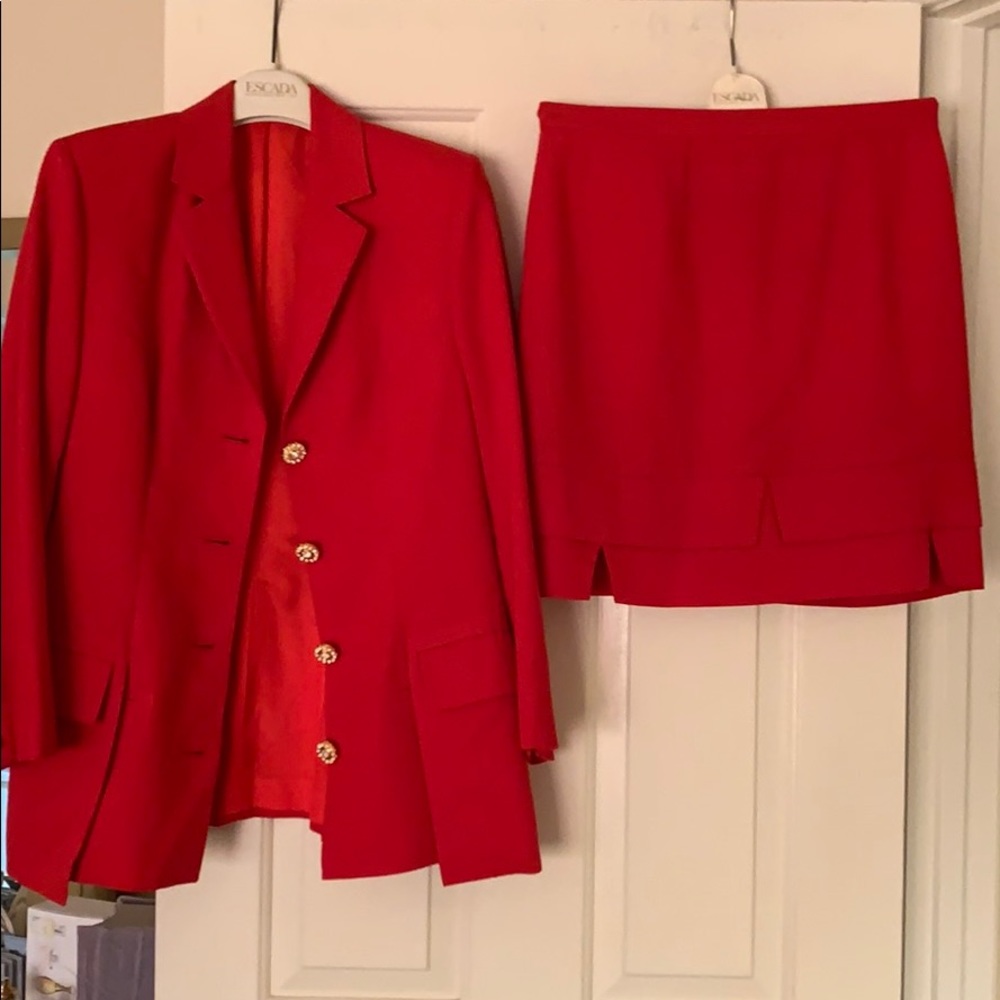 Red custom made skirt suit